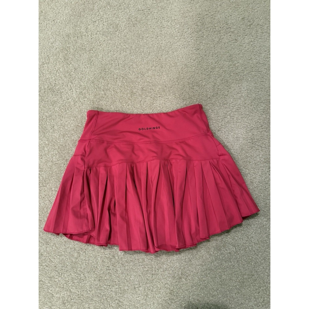 Gold Hinge Hot‎ Pink Pleated Tennis Skort Skirt w/ Built-In Shorts Tenniscore S